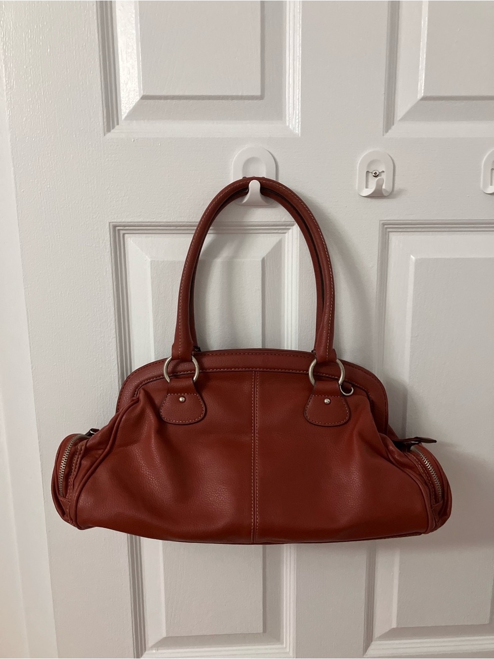 Vintage Nine West Brick Brown Leather Shoulder Bag